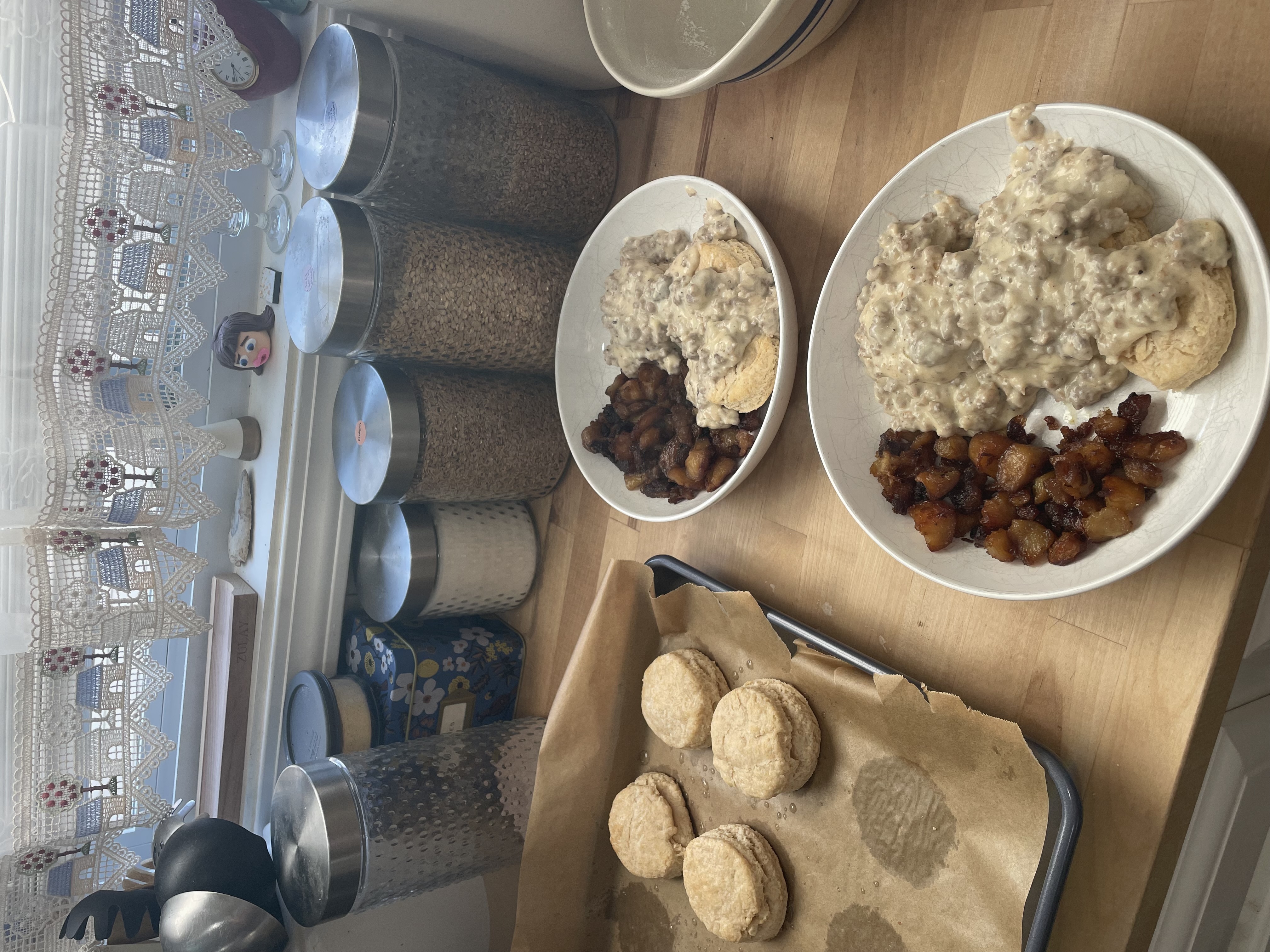 Biscuits and gravy with homemade biscuits